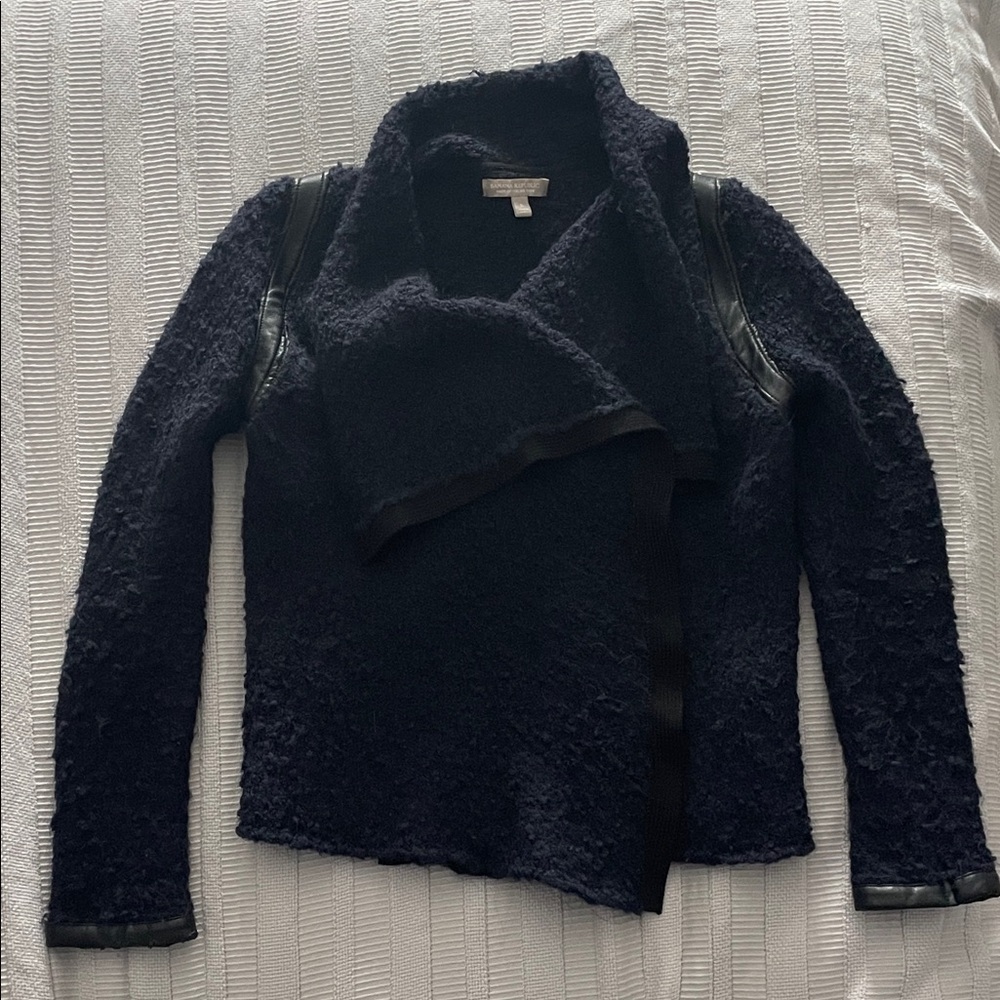 Banana Republic Navy Textured Teddy Jacket